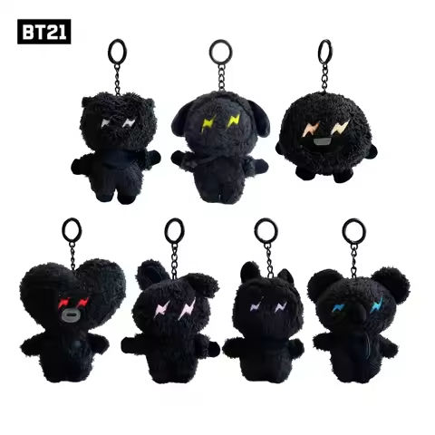 11Cm Kawaii Bt21 Small Animal Mini Plush Keychain knapsack Pendant Cartoon New Black Lightning Series Doll Pendant Birthday Gift https://tinyurl.com/2bxg6bxr