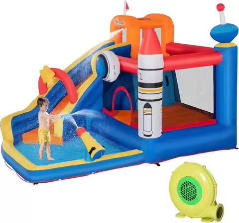 5-in-1 Kids Bounce House Inflatable Water Slide with Pool, Water Cannon, Climbing Wall, Inflator Included, Jumping Castle Kids B https://tinyurl.com/2apjytmt
