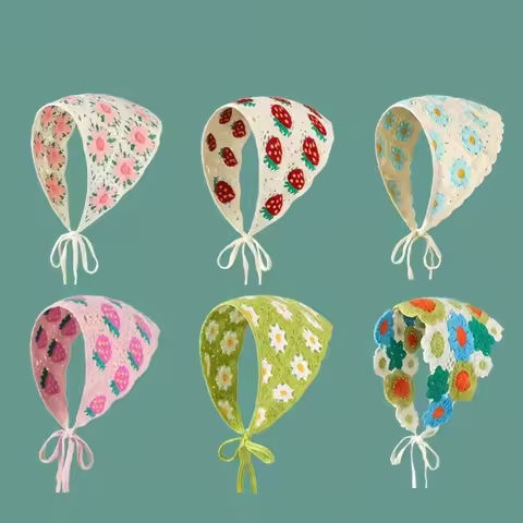 Elegant Knitted Triangle Scarf Headband for Women Fashion Girl strawberry Versatile pattern Hair Band Hair Accessory https://tinyurl.com/2cy9txe6