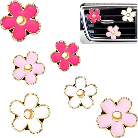 6PCS Daisy Flower Air Vent Clip Car Air Conditioning Outlet Clip Car Air Freshener Clip Car Interior Decor Accessories for Women https://tinyurl.com/2b5lotnm