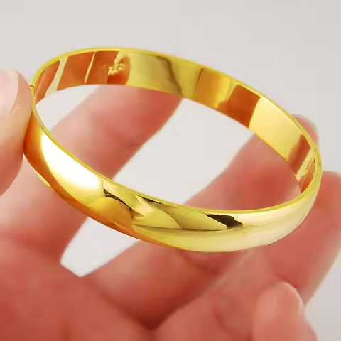 24K Real Gold Bracelet Glossy Simple Gold Plating Bracelet Gold for Women’s Wedding Jewelry Gifts https://tinyurl.com/2cfsy8x7