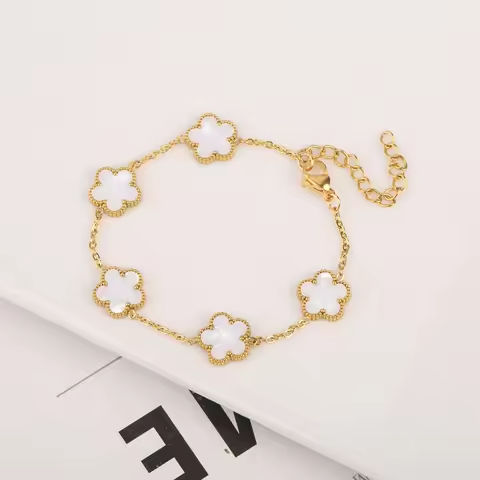 Adjustable New Design Gold Plated Stainless Steel 316L Plant Flower Bracelet With Five Leaf Petals Women’s Luxury Gifts Clover https://tinyurl.com/2y6prt2d