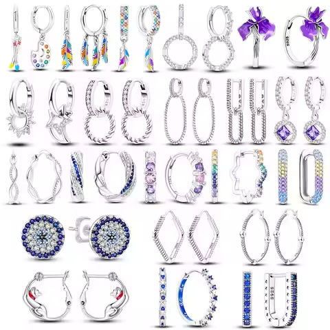 2023 Hoop Earrings 925 Silver Sparkling Pave U Shape Star Moon Fashion Earring Jewelry Gift For Women Girl Party Engagement https://tinyurl.com/26hszupb