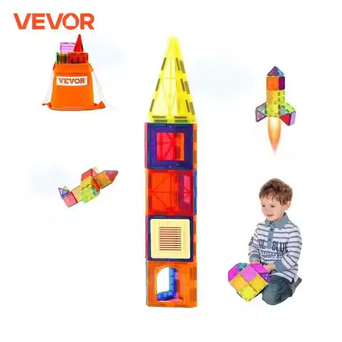 VEVOR 55pcs Magnetic Building Blocks Construction Set Magnet Tiles Children Montessori Educational Game Toys for Kids Boys Gifts https://tinyurl.com/29sh8h9f