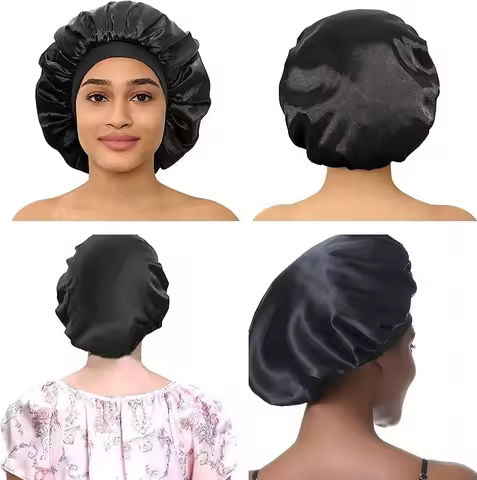 New Women’s Satin Solid Wide-brimmed Sleeping Hat Unisex Head Wrap Elastic Band Cap Hair Care Bonnet Night Hat bonnet https://tinyurl.com/2dhxt99q