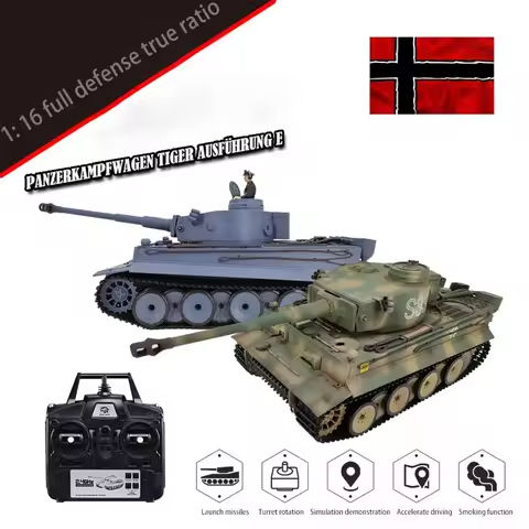 Henglong 3818-1 Tiger RC Tank Model World War II German Tiger I Heavy Tank Crawler Metal 1:16 Simulation Remote Control Car Toy https://tinyurl.com/2ahzksrf