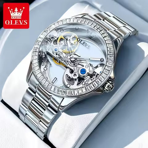 OLEVS Fully Hollow Watch for Women Automatic Mechanical Women’s Watches Luminous Luxury Stainless Steel Diamond Inlay Wristwatch https://tinyurl.com/28yzul8h