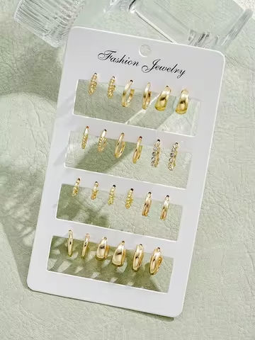 24pcs/Set Fashion Rhinestone Small Hoop Earrings Minimalist Everyday Earrings For Women Date Holiday Jewelry Anniversary Gifts https://tinyurl.com/2d7d9pnd