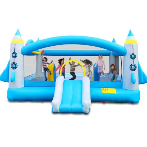 Multifunctional Jump ‘n Slide Inflatable Bouncer for Kids Complete Setup with Blower – 198″ x 180″ Play Area – 96″ Tall https://tinyurl.com/28bt6tz2
