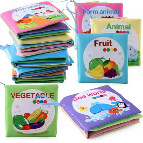 Baby Soft Cloth Book for Newborns 0-12 Months 3D Book Animal Family Cognitive Montessori Early Educational Toys for Kids Gift https://tinyurl.com/2be587o2