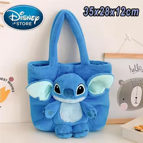 New Disney Plush Backpack Ins Japanese Blue Stitch Funny Cartoon Large-Capacity Student Backpack Kindergarten Bag Child Gift https://tinyurl.com/27emanl6