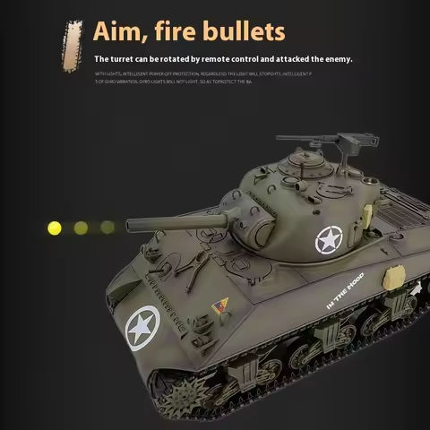 1/16 2.4g RC Tank Henglong Full Scale Simulation American Sherman M4A3 Off-Road Military Tank Model Remote Control Adult Toy https://tinyurl.com/2c345wjs