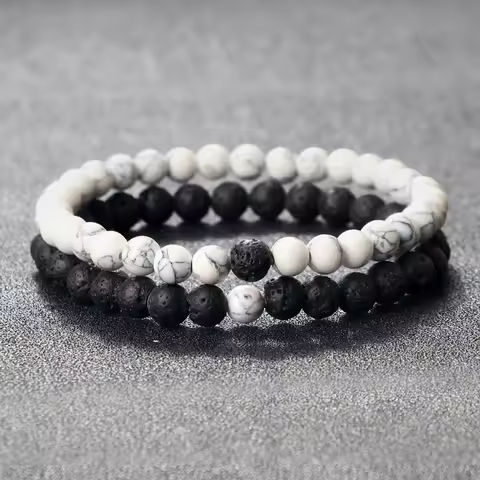 Couple Set Bracelets Charm Black Lava Tiger Eye Natural Stone Stretch Bracelet Trendy Yoga Beaded Bangle Friendship Jewelry Gift https://tinyurl.com/282pm2hr