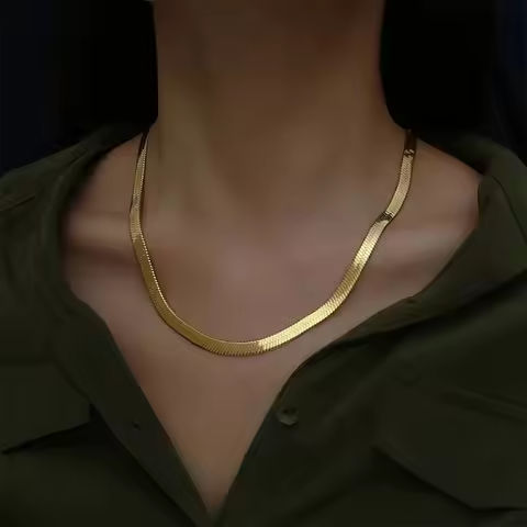 New in Gold 18 k 18/20/22/24 Inch 4MM Blade Men ​Women’s Chain Necklace Luxury Designer Jewelry  GaaBou Jewellery https://tinyurl.com/29b99u2y