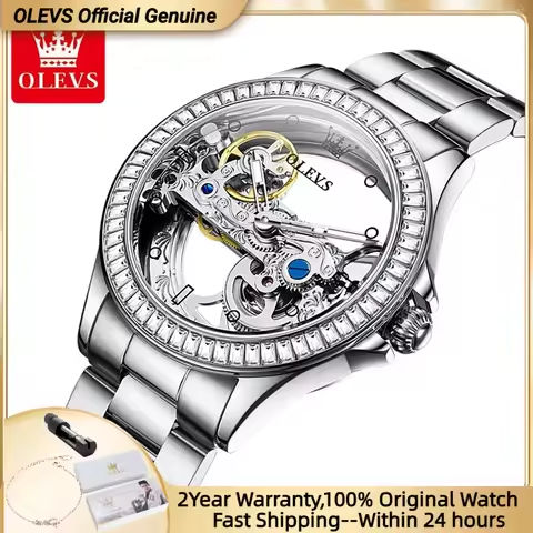 OLEVS 6699 Automatic Mechanical Women’s Watch Transparent 40mm Big Dial Design Bracelet Watch Set Gift Luxury Watch for Women https://tinyurl.com/22rb6svu