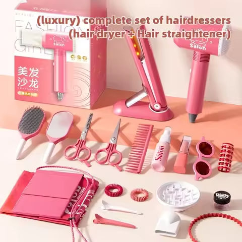 Girls Beauty Salon Set Kids Hair Beauty Makeup Set Simulation Hair Dryer Fashion Styling Tool Pretend Play House Gift Fun Game https://tinyurl.com/25cmm226