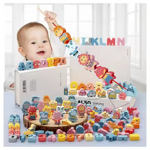 Kids Montessori Wooden Lacing Toy DIY Wooden Beads For Children Cartoon Animals Fruit Letter Digital Beads Threading Toys Gifts https://tinyurl.com/2329pmzo