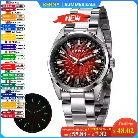 BERNY Men’s Watch 10ATM Sapphire Luminous Fashion Quart Watches Full Stainless Steel Classic Dress Business Wristwatch https://tinyurl.com/24sw2ebs