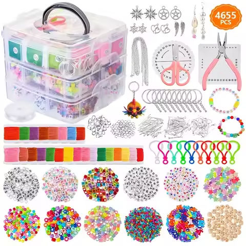 4655pcs DIY Beads Bracelet Kit Making Necklace Manual Toys for Girls Pearls Games Handmade Children’s Gift Material Elastic Kids https://tinyurl.com/292e3h7j