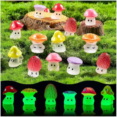 24pcs Mini Mushrooms Luminous Cute Tiny Mushroom Figurine for Fairy Garden Terrarium Accessories Decor Micro Landscape Craft https://tinyurl.com/24sjr32k