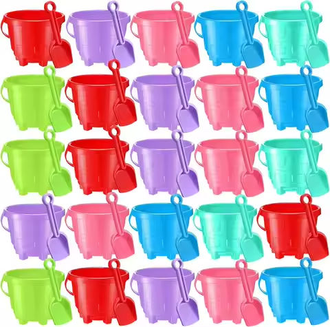 48 Pcs Sand Buckets Bulk for Kids Plastic Beach Buckets Sand Pail with Shovels Sand Castle Fun Beach Mold Toys for Summer Beach https://tinyurl.com/25wzaksm