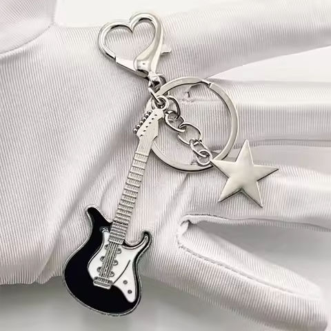 ZAKOL Y2k Guitar Love Heart Key Chain for Men Women Cool Pentagram Pendant Fashion Rock Punk Accessories Gift https://tinyurl.com/26guos8n