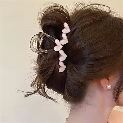 Elegant Jelly Heart Hair Claw Clip Acrylic Non Slip Strong Shark Hair Jaw Grab For Women Girls Summer Headdress Accessories https://tinyurl.com/24vw9jy7
