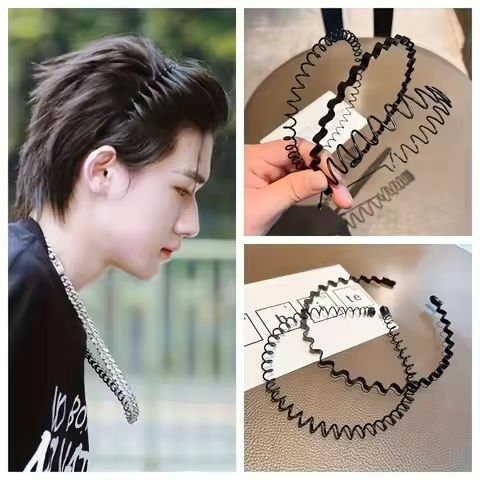 9pcs Men’s Invisible Anti-Slip Sports Hair Hoops – Simple Black Wave Design. Unisex Wash Face Headbands with Non-Slip Grip https://tinyurl.com/2b9nfzp2