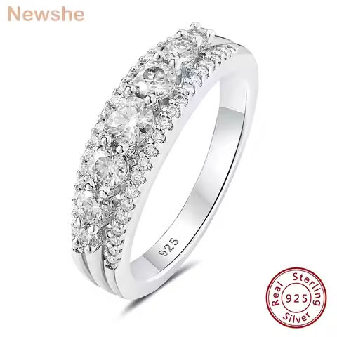 Newshe Luxury Moissanite Wedding Rings for Women Original 925 Sterling Silver Eternity Band Brilliant Engagement Ring Jewelry https://tinyurl.com/2cwewgk9