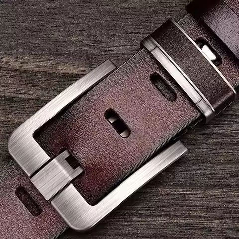 New Leather Cowhide Men’s Belt Fashion Metal Alloy Pin Buckle Adult Luxury Brand Jeans Business Casual Waist Male Strap Brand https://tinyurl.com/2xq62yyj