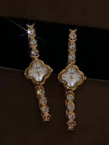 1 Piece of New High-End French Luxury Fashion and Elegant Women’s Watch Rhinestone Inlaid Four-Leaf Clover Shape Surface 30m Waterproof Quartz Watch Rhinestone Mother-Of-Pearl Dial Women’s Watch Gorgeous Romantic Retro Elegant Women’s Watch for Daily Wear Birthday and Holiday Gifts https://tinyurl.com/252av4t6