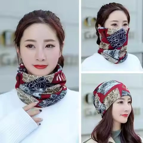 Fashion Double Head Cap Bib Twist Cap Multi-Functional Printed Scarf Cover Cap Neck Cap Face Mask Headscarf Cap C081 https://tinyurl.com/2cw5mmaw