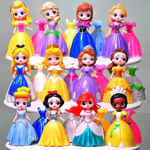 24pcs/set 8cm Disney Princess Figure Toys Snow White Sofia Belle Cinderella Alice Anna Sleeping Beauty Dress Changeable Gift https://tinyurl.com/28ulyne6