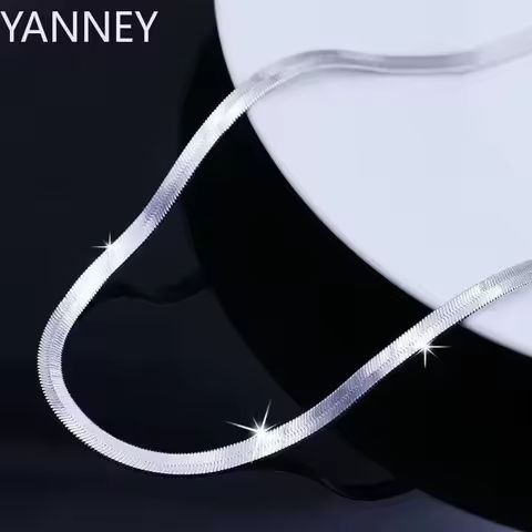 New 925 Sterling Silver fine 4MM Blade Chain Necklace for Women MEN Luxury wedding party Jewelry Best friend Holiday gifts https://tinyurl.com/2b4uks73