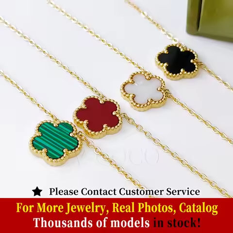 Luxury Five Leaf Flower Necklace for Women Charm Clover Golden Stainless Steel Shell Choker Necklace High Quality Jewelry Set https://tinyurl.com/226selr5