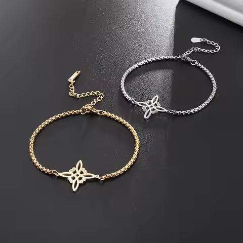 Stainless Steel Witch Knot Irish Knot Bracelet Women’s Fashion Simple Personality Charm Jewelry https://tinyurl.com/26mgudfy