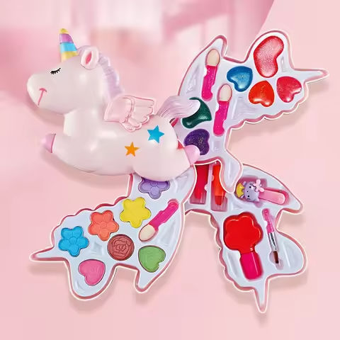 Kid Pink Unicorn Makeup Kit Box Washable Simulation Pretend Play Cosmetic Set Toys Non-Toxic Safe Bracelet  Beauty Toy Gift Girl https://tinyurl.com/2c2tjvrf