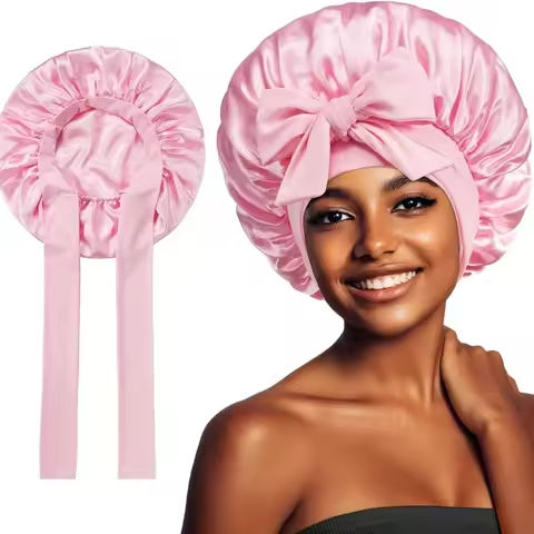 Women Satin Bonnet Solid Sleeping Hat Stretchy Tie Band Elastic Night Shower Cap Adjustable Hair Head Cover Bonnet for Women https://tinyurl.com/264p8u5p