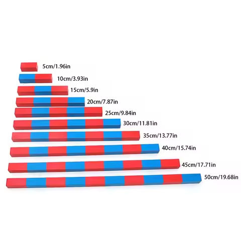 Red And Blue Bars Montessori Mathematics Games Children Learning Teaching Resources Educational Wooden Block BusyBoard Math Toy https://tinyurl.com/28a8oxxl