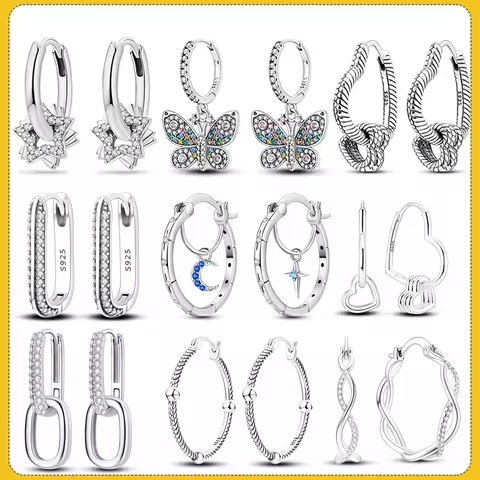 Hot Sale 925 Sterling Silver Heart Earrings Fit Original Charms Hoop Earrings For Women girls Stud Earring Fine Jewelry Gifts https://tinyurl.com/25ckvapw