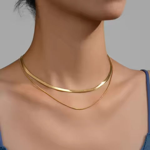 Hot Classic Unisex Flat Snake Chain Choker Necklace For Women Stainless Steel Herringbone Gold Silver Color Fashion Jewelry Gift https://tinyurl.com/2cmw5qrb
