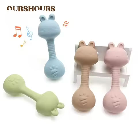 Baby Silicone Sand Hammer Sensory Rattle Toy Newborn Gifts Cute Animal Shape Infant Teething Toys BPA Free for Babies Boys Girls https://tinyurl.com/24snz2uu