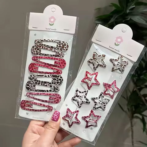 8pcs/set Leopard Print Hair Clips for Women Girls Vintage Geometric Star BB Clips Bangs Hairpins Barrettes Hair Accessories Set https://tinyurl.com/243o7xej