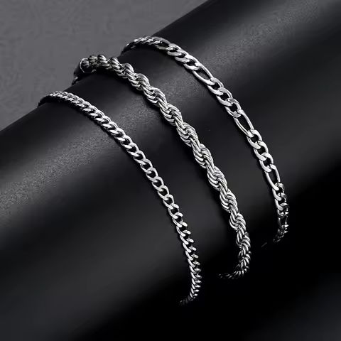 3pcs/set Stainless Steel Punk Cuban Chain Bracelet for Men Minimalist Silver Color Hip Hop Bracelet Party Fashion Jewelry Gifts https://tinyurl.com/2bbc64j8