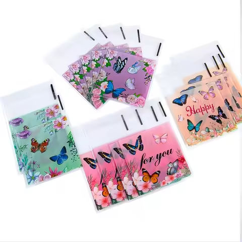 50pcs 7x10cm Transparent Butterfly Plastic Self Adhesive Opp Bags Pouches for DIY Jewelry Packaging Candy Cookie Gifts Bag https://tinyurl.com/29r2cckl