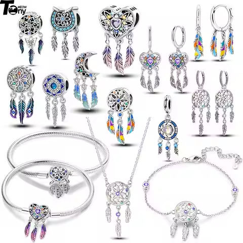 New Original 925 Sterling Silver Lucky Dreamcatcher Earrings Necklace Bracelet Ring Sets For Women Jewelry DIY Accessories Gifts https://tinyurl.com/23vuxnlr