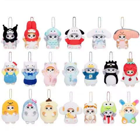 Kawaii Keychain Pendant Cartoon Mofusand Shark Cat Cross-Dressing  doll Backpack Decor Toys https://tinyurl.com/22ktkdf4