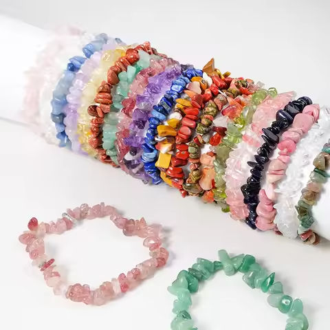 Natural Crystal Stone Bracelet Irregular Reiki Lucky Elastic Bracelet Ladies Fashion Strawberry Crystal Amethyst Jewelry https://tinyurl.com/2y6y9tpx