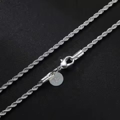 925 Sterling Silver 2MM Twist chain Necklace for woman 16-30 Inches fashion designer party wedding charm jewelry fine gifts https://tinyurl.com/2yats5uw