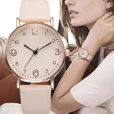Women Watches Ladies Casual Arabic Numbers Leather Analog Quartz Watch https://tinyurl.com/2axtl7kw